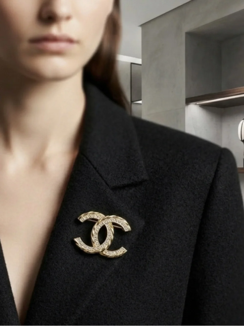CHANEL Crystal Sparkling Brooch